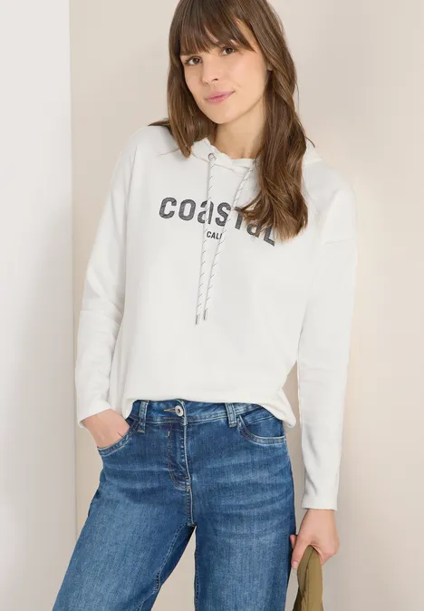 Hoodie mit Stickerei vanilla white