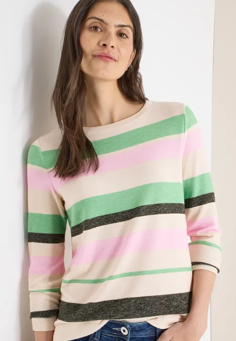 T-shirt à rayures raw khaki