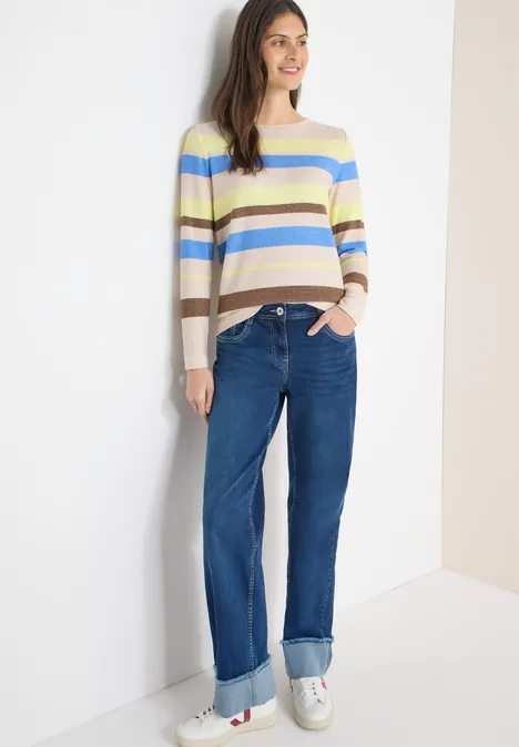 Gestreept shirt urban taupe melange