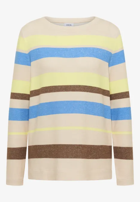 Gestreept shirt urban taupe melange