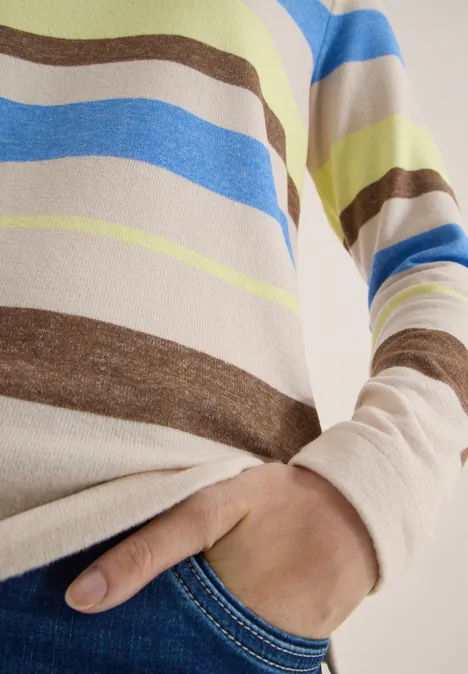 Gestreept shirt urban taupe melange