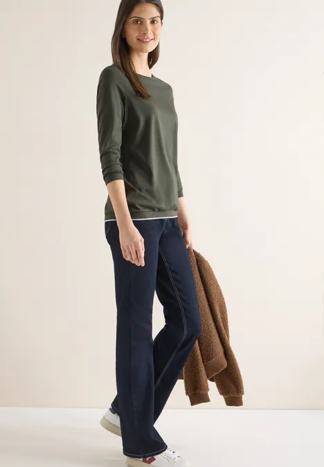 Bluzka w jednolitym kolorze khaki