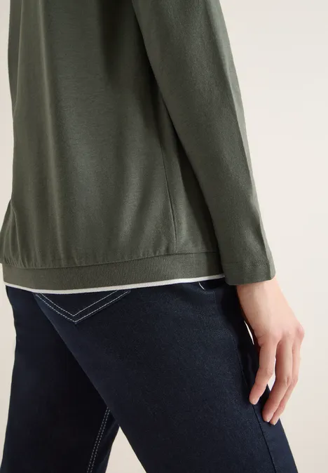 Bluzka w jednolitym kolorze khaki