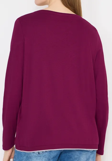 Shirt in effen kleur magenta purple