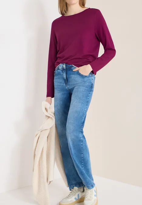 Shirt in effen kleur magenta purple