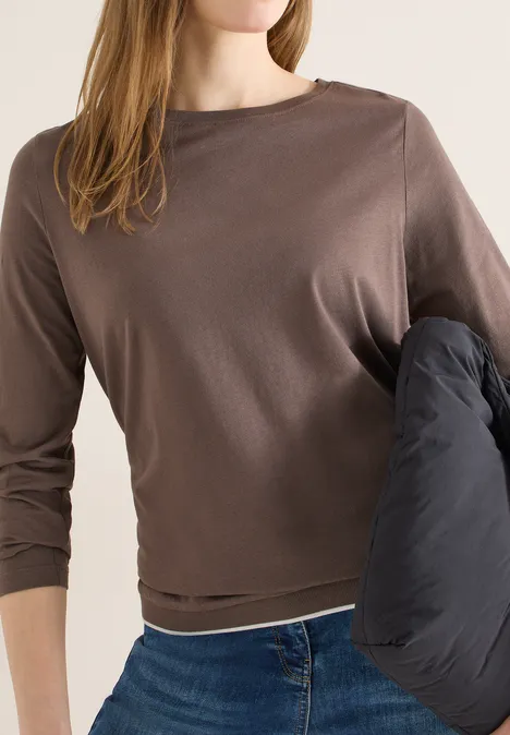Shirt in effen kleur urban taupe