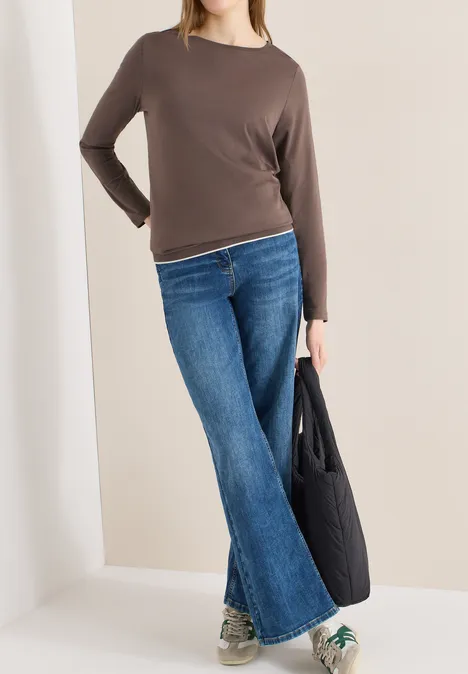 Shirt in effen kleur urban taupe