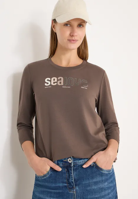 T-Shirt mit Frontprint urban taupe