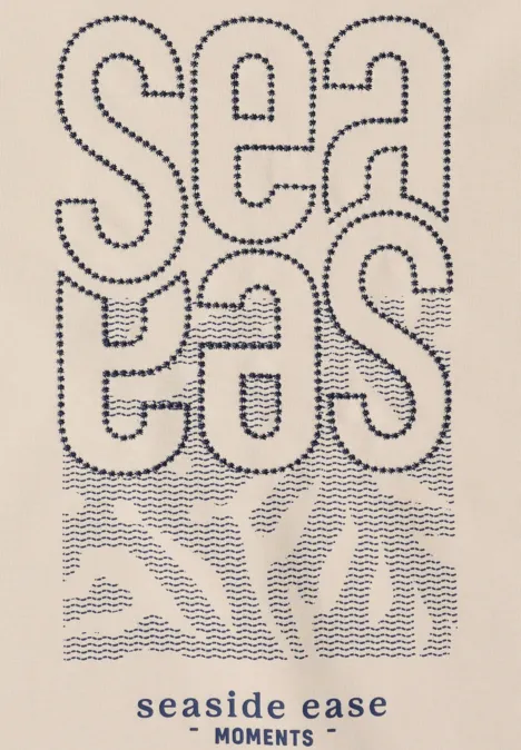 Shirt met borduursel pearl beige Shirt met borduursel pearl beige