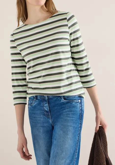 Gestreept shirt khaki