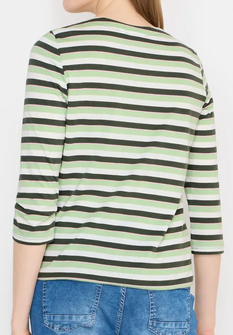 Gestreept shirt khaki