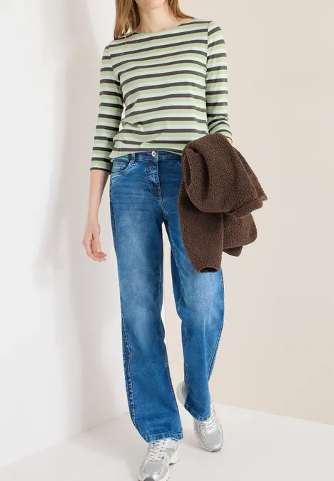 Gestreept shirt khaki