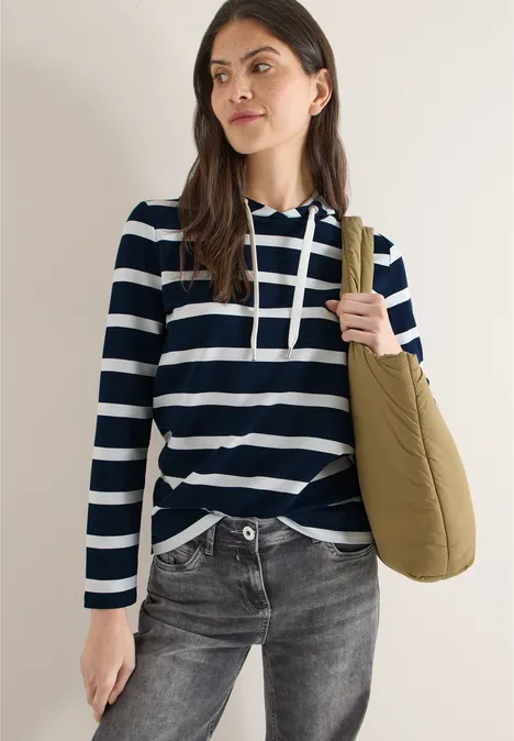 Bluza z kapturem w paski universal blue