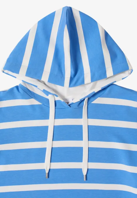 Bluza z kapturem w paski fountain blue