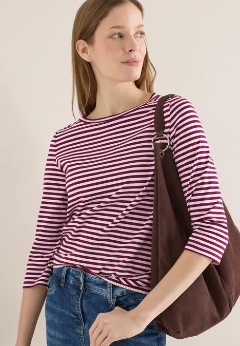 T-shirt à rayures magenta purple