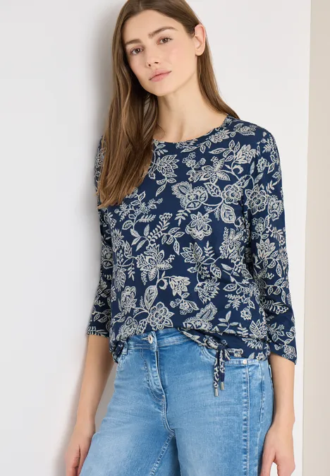 Gemustertes Shirt sporty denim blue