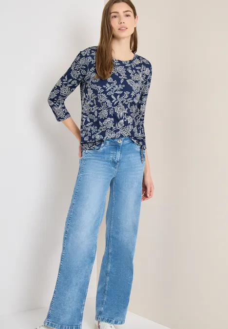 Gemustertes Shirt sporty denim blue