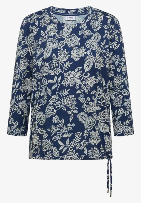 Gemustertes Shirt sporty denim blue