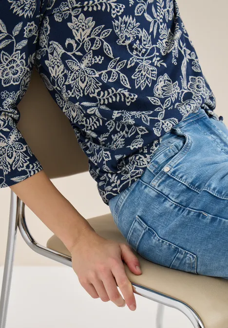 Gemustertes Shirt sporty denim blue