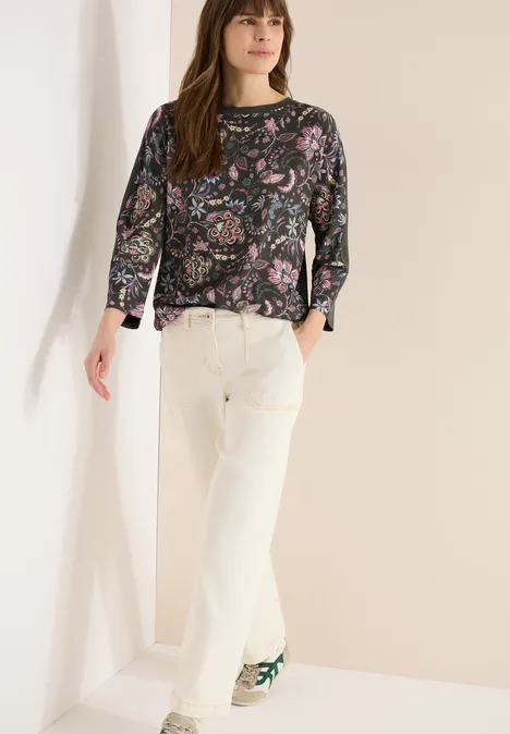 Wzorzysta koszulka raw khaki