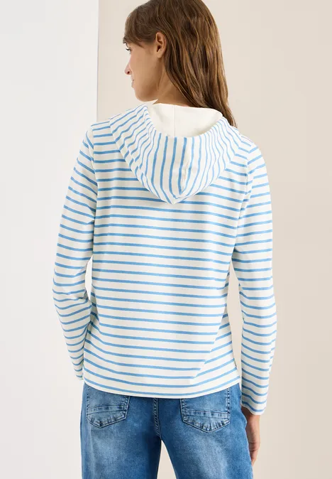 Sweat à capuche rayé cloud blue