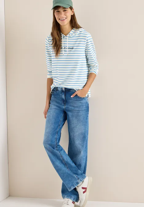 Sweat à capuche rayé cloud blue