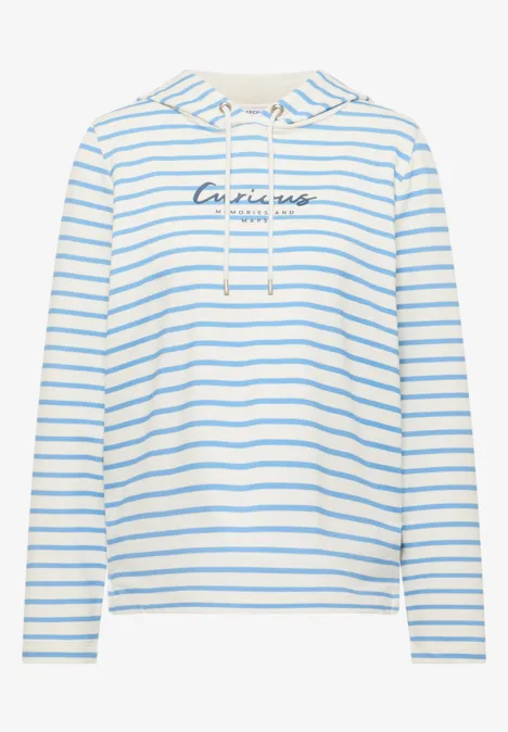 Sweat à capuche rayé cloud blue