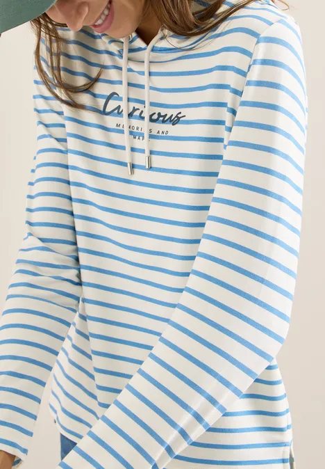 Sweat à capuche rayé cloud blue