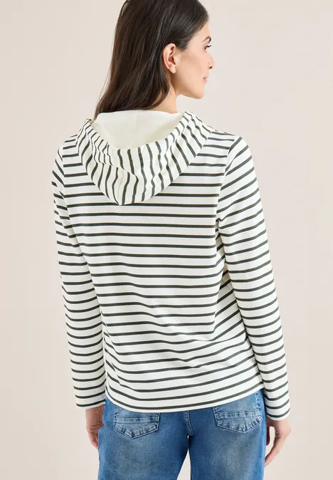 Bluza z kapturem w paski khaki