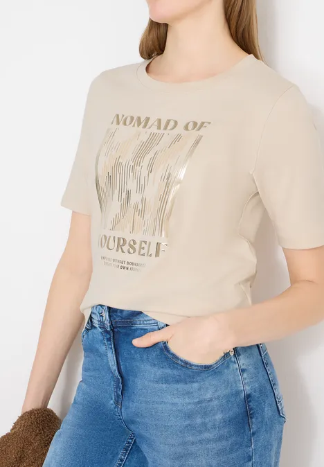 T-shirt avec impression sur le devant pearl beige