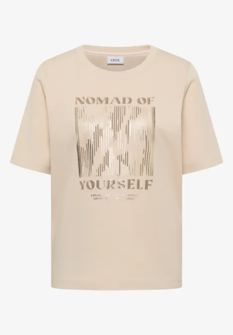 T-shirt avec impression sur le devant pearl beige