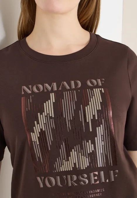 Koszulka z nadrukiem macchiato brown Koszulka z nadrukiem macchiato brown