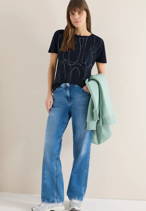 T-Shirt mit Folienprint universal blue T-Shirt mit Folienprint universal blue