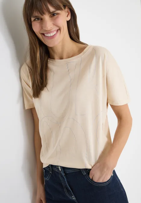 T-shirt avec impression à chaud pearl beige