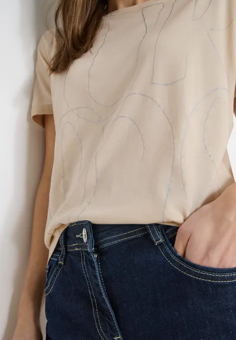 T-shirt avec impression à chaud pearl beige