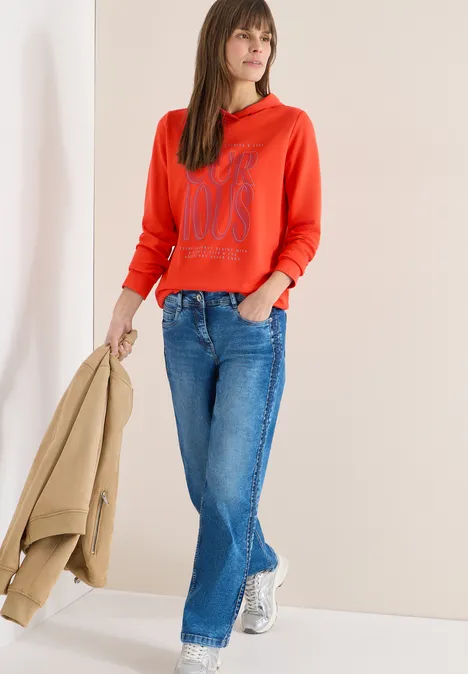 Sweat à capuche avec imprimé cherry tomato orange