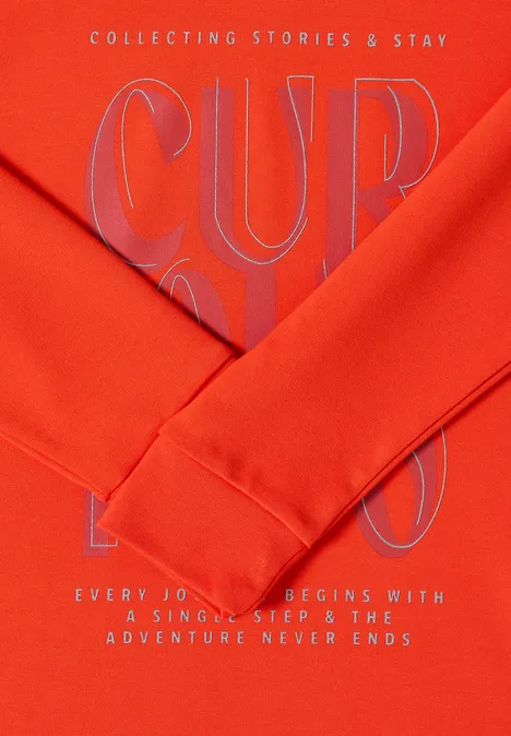 Sweat à capuche avec imprimé cherry tomato orange