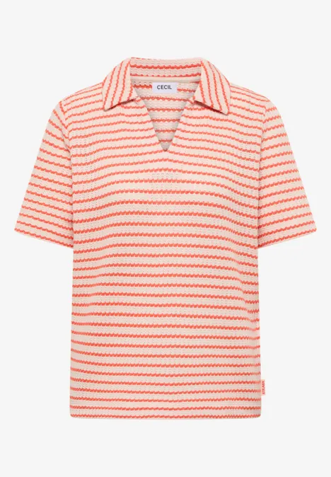 T-shirt ajouré rayé cherry tomato orange