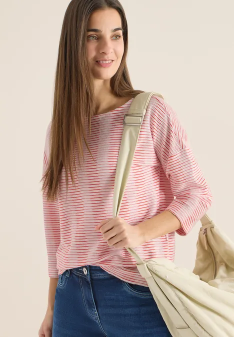 T-shirt à rayures structurées cherry tomato orange