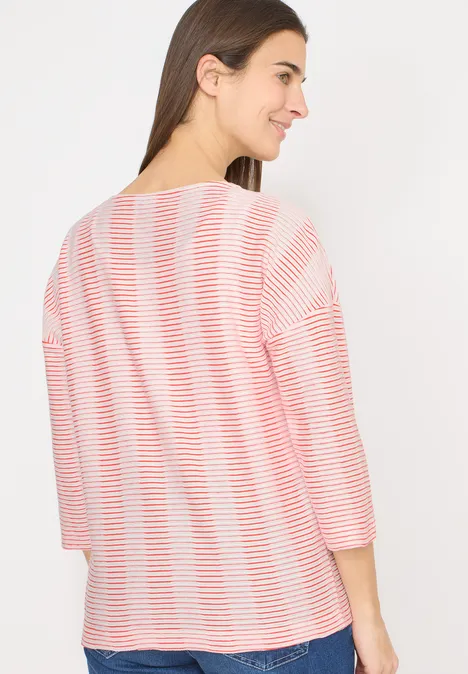 T-shirt à rayures structurées cherry tomato orange