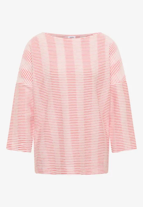 T-shirt à rayures structurées cherry tomato orange