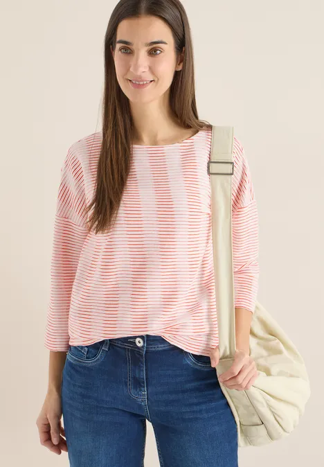 T-shirt à rayures structurées cherry tomato orange