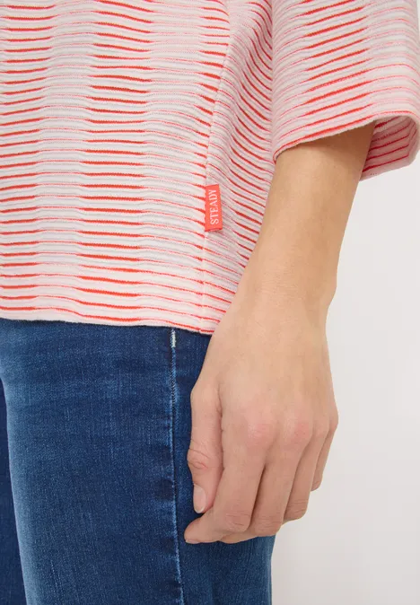 T-shirt à rayures structurées cherry tomato orange