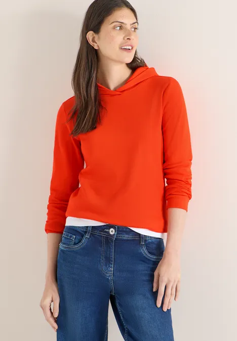 Hoodie en structure côtelée cherry tomato orange
