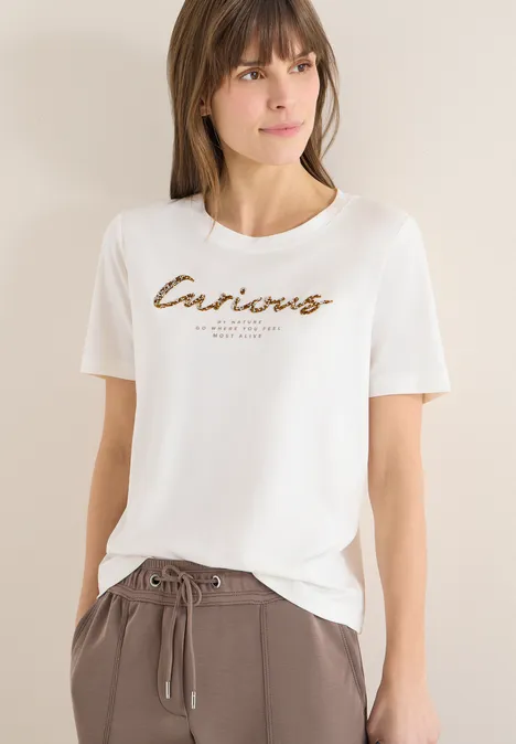 Koszulka z nadrukiem z przodu vanilla white Koszulka z nadrukiem z przodu vanilla white