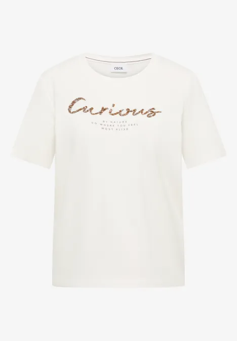 Koszulka z nadrukiem z przodu vanilla white Koszulka z nadrukiem z przodu vanilla white