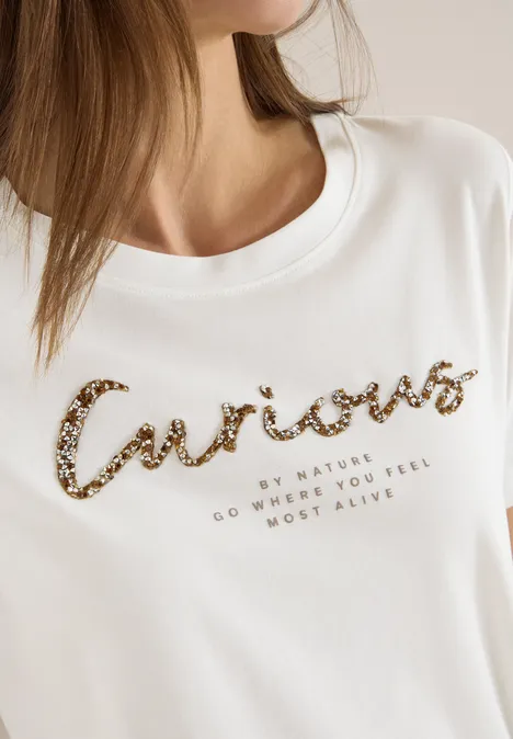 Koszulka z nadrukiem z przodu vanilla white Koszulka z nadrukiem z przodu vanilla white