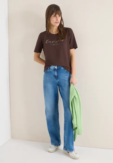 Koszulka z nadrukiem z przodu macchiato brown Koszulka z nadrukiem z przodu macchiato brown