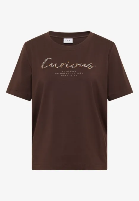 Koszulka z nadrukiem z przodu macchiato brown Koszulka z nadrukiem z przodu macchiato brown