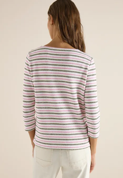 Gestreiftes Strukturshirt raw khaki